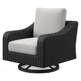 Beachcroft Black/Light Gray Outdoor Swivel Lounge with Cushion - P792-821 - Luna Furniture