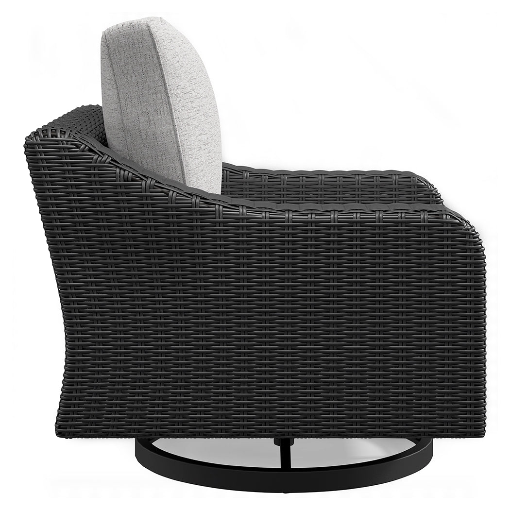 Beachcroft Black/Light Gray Outdoor Swivel Lounge with Cushion - P792-821 - Luna Furniture