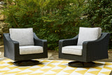 Beachcroft Black/Light Gray Outdoor Swivel Lounge with Cushion - P792-821 - Luna Furniture