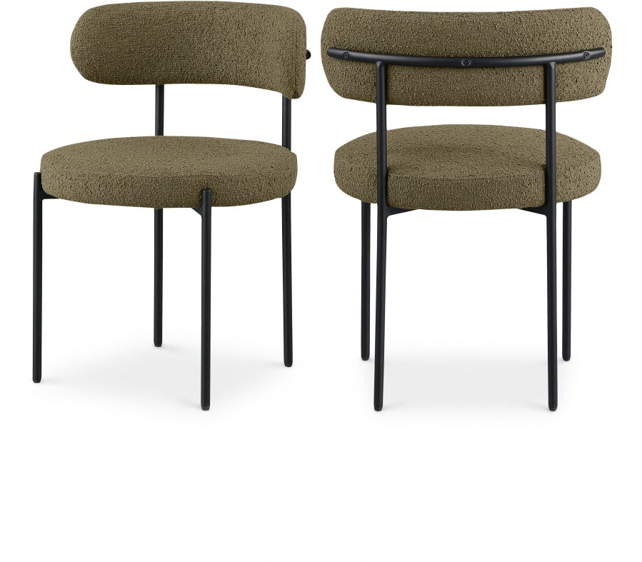 Beacon Boucle Fabric Dining Chair Olive, Set of 2 from Meridian - Luna Furniture