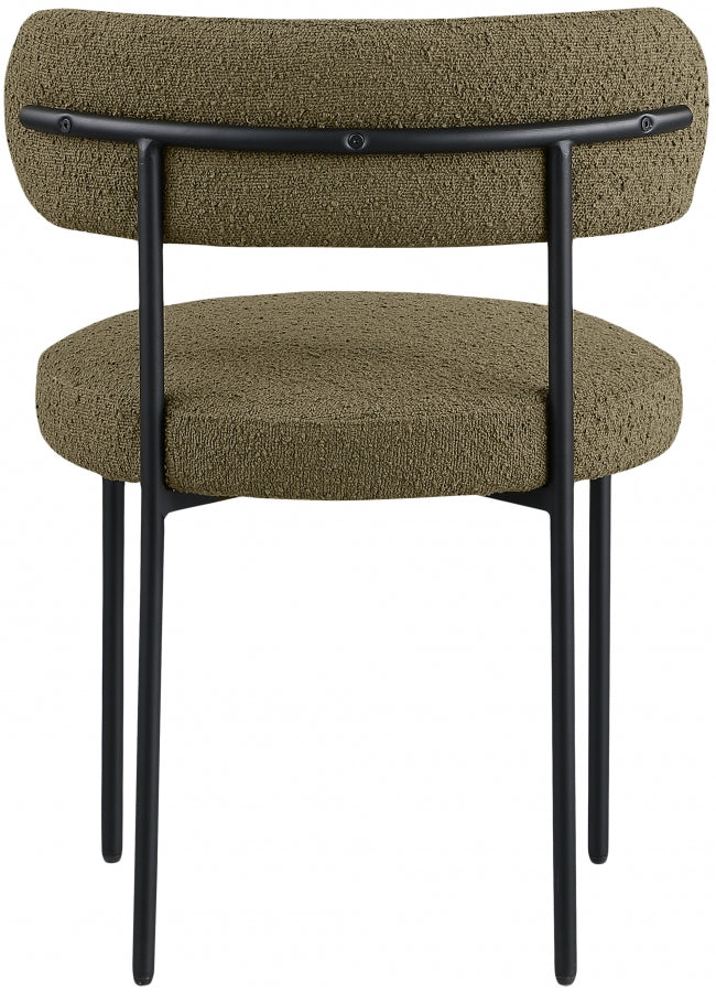 Beacon Boucle Fabric Dining Chair Olive, Set of 2 from Meridian - Luna Furniture