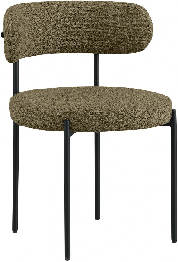 Beacon Boucle Fabric Dining Chair Olive, Set of 2 from Meridian - Luna Furniture