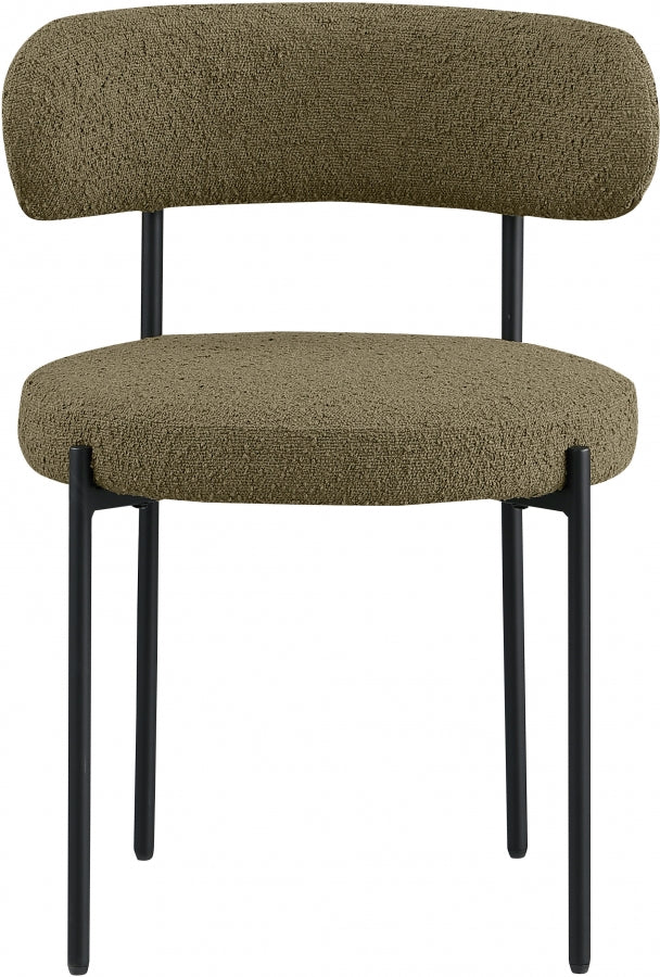 Beacon Boucle Fabric Dining Chair Olive, Set of 2 from Meridian - Luna Furniture