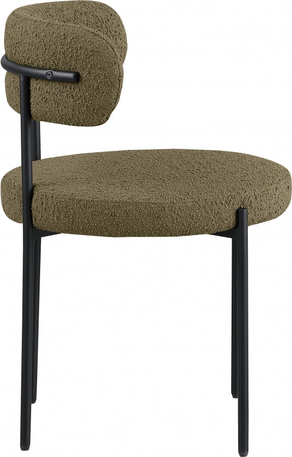 Beacon Boucle Fabric Dining Chair Olive, Set of 2 from Meridian - Luna Furniture