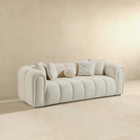 Beatrice Modern Tufted Ivory Boucle Sofa - AFC02066 - Luna Furniture