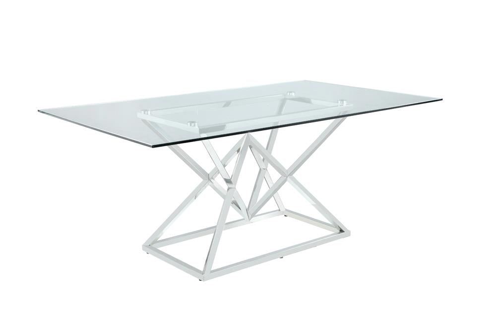 Beaufort Chrome Rectangle Glass Top Dining Table from Coaster - Luna Furniture