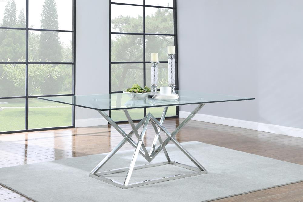 Beaufort Chrome Rectangle Glass Top Dining Table from Coaster - Luna Furniture