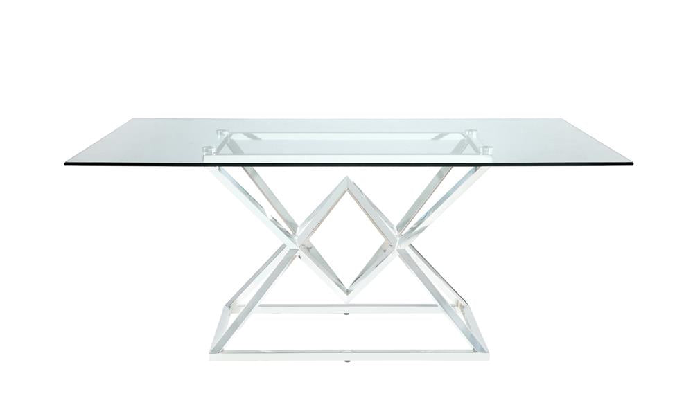 Beaufort Chrome Rectangle Glass Top Dining Table from Coaster - Luna Furniture