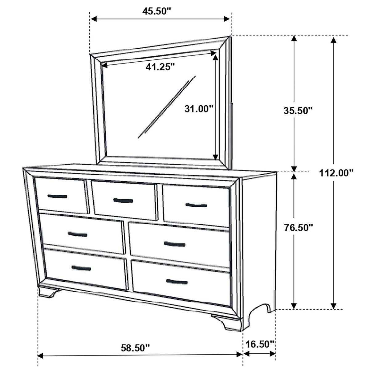 Beaumont 7-drawer Dresser with Mirror Champagne from Coaster - Luna Furniture