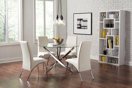 Beckham 5-piece Round Dining Set Chrome and White - 106440-S5 - Luna Furniture