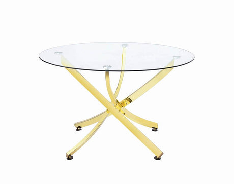 Beckham Brass/Clear Round Dining Table from Coaster - Luna Furniture