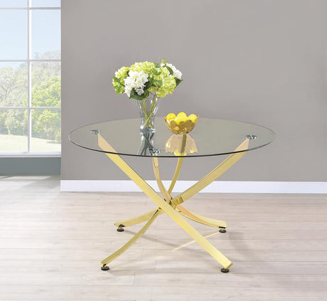 Beckham Brass/Clear Round Dining Table from Coaster - Luna Furniture