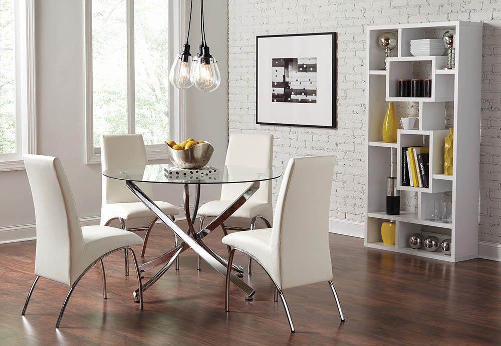 Beckham Chrome/Clear Round Dining Table from Coaster - Luna Furniture