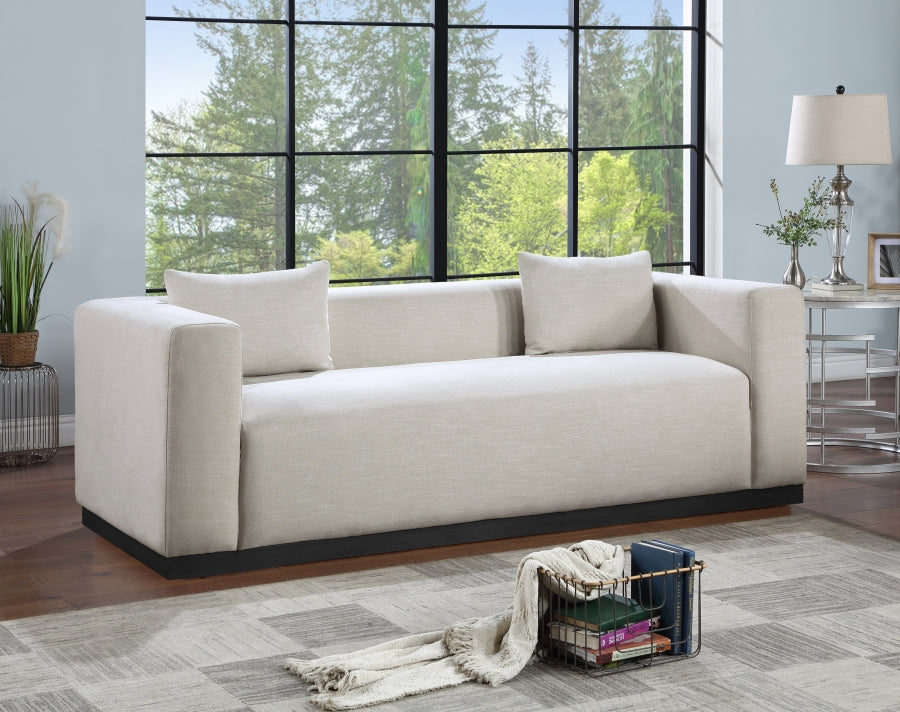 Beige Alfie Linen Textured Fabic Sofa from Meridian - Luna Furniture