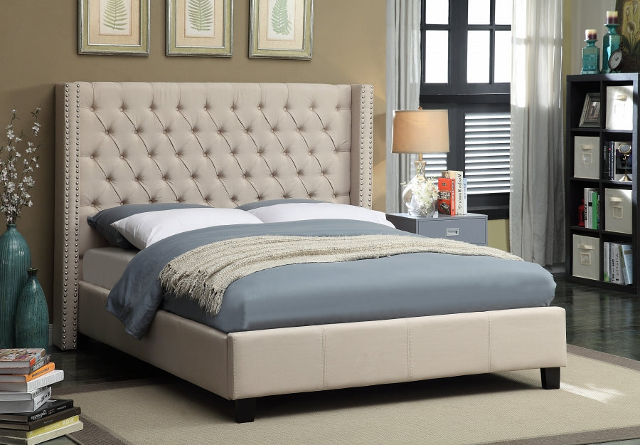 Ashton Beige Linen Textured Full Bed from Meridian - Luna Furniture