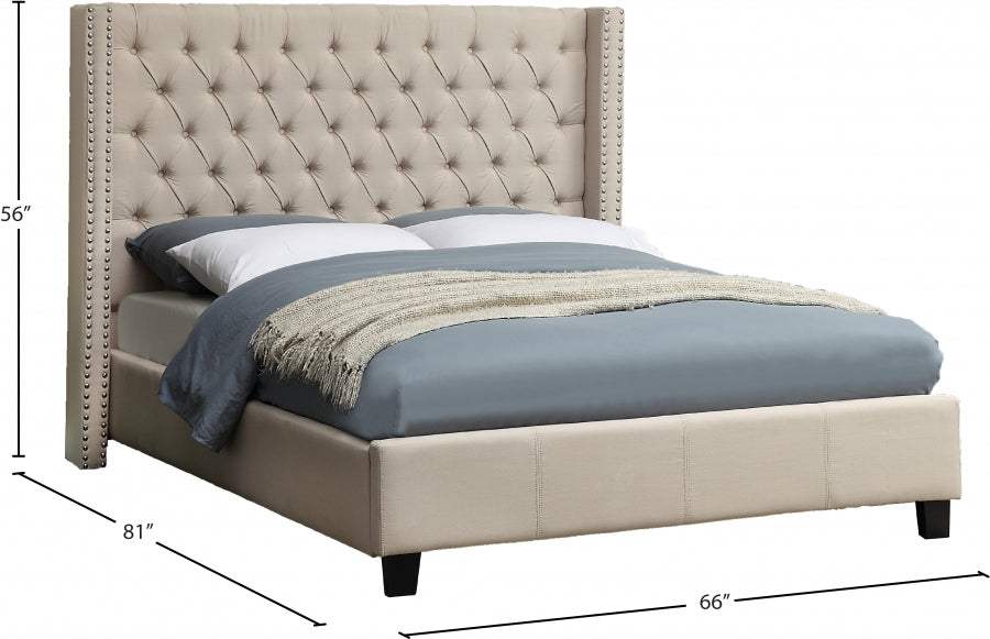 Ashton Beige Linen Textured Full Bed from Meridian - Luna Furniture