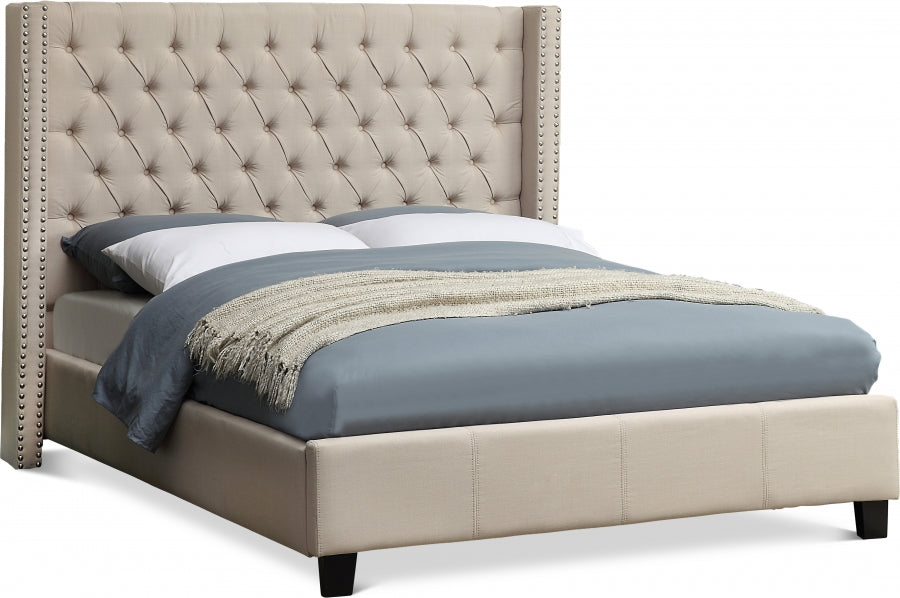 Ashton Beige Linen Textured King Bed from Meridian - Luna Furniture