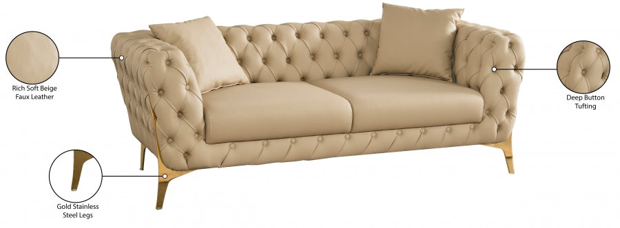 Aurora Beige Faux Leather Loveseat from Meridian - Luna Furniture