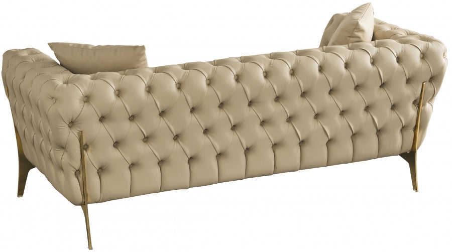 Aurora Beige Faux Leather Loveseat from Meridian - Luna Furniture