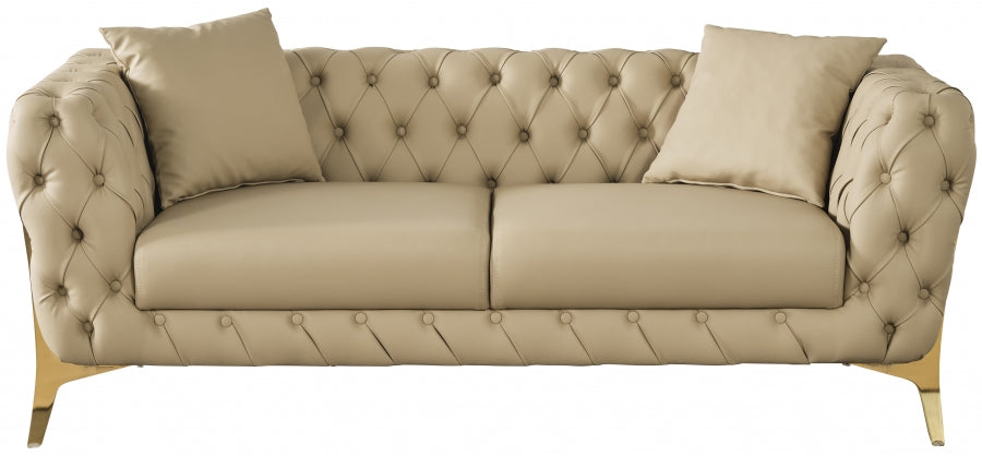 Aurora Beige Faux Leather Loveseat from Meridian - Luna Furniture