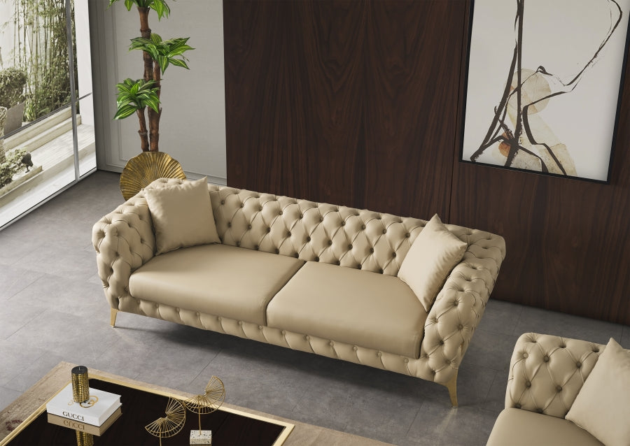 Aurora Beige Faux Leather Loveseat from Meridian - Luna Furniture