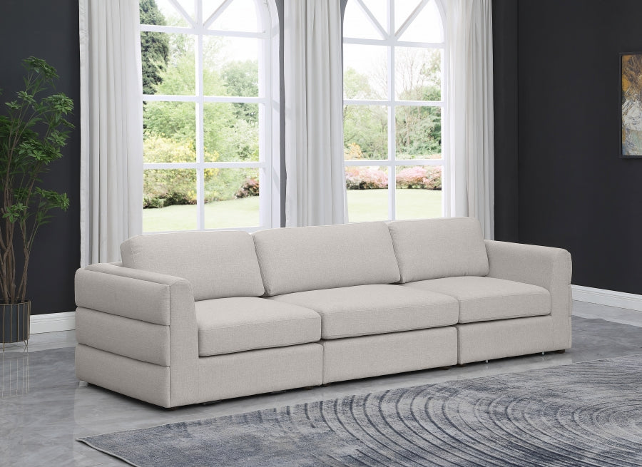 Beckham Beige Linen Textured Modular 114" Sofa from Meridian - Luna Furniture