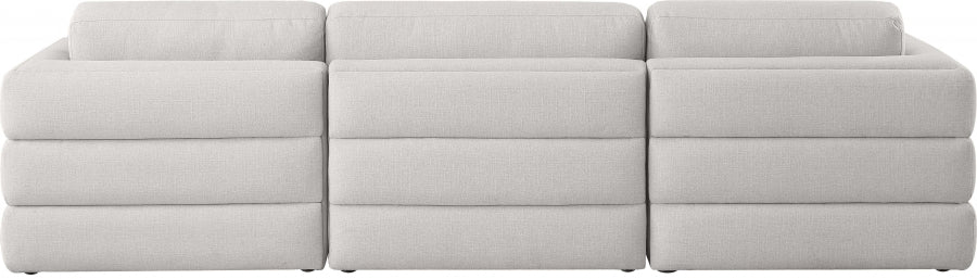 Beckham Beige Linen Textured Modular 114" Sofa from Meridian - Luna Furniture