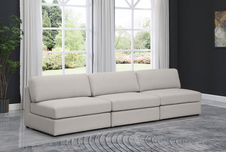 Beckham Beige Linen Textured Modular 114" Sofa from Meridian - Luna Furniture