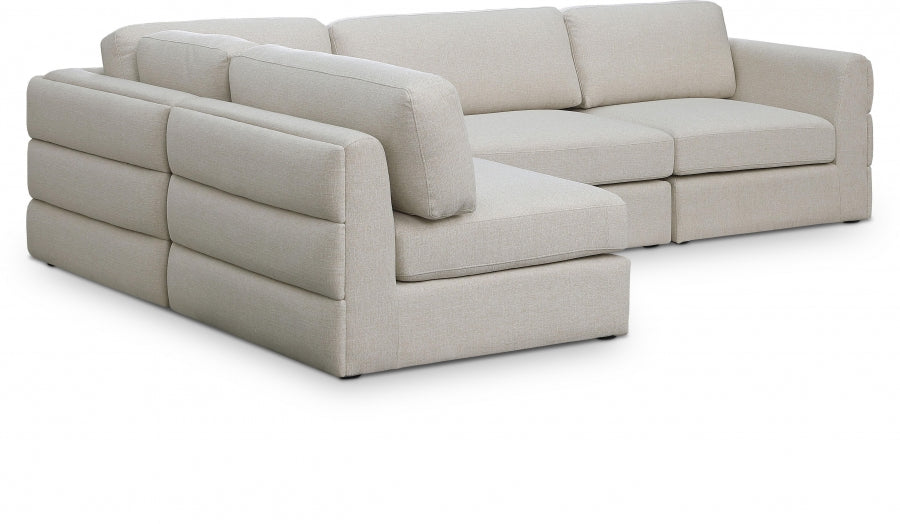 Beckham Beige Linen Textured Modular Sectional from Meridian - Luna Furniture