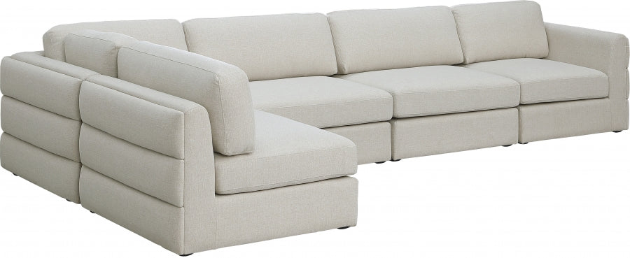 Beckham Beige Linen Textured Modular Sectional from Meridian - Luna Furniture