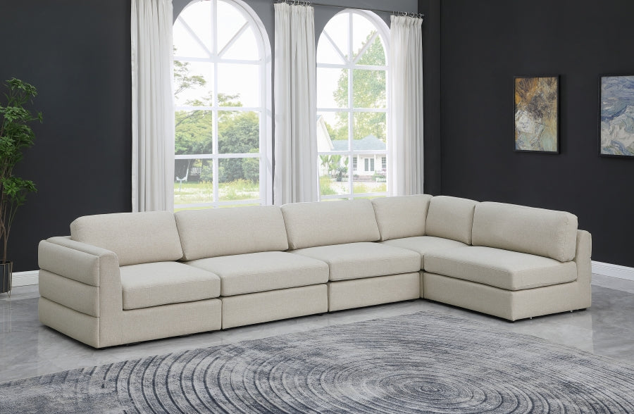 Beckham Beige Linen Textured Modular Sectional from Meridian - Luna Furniture