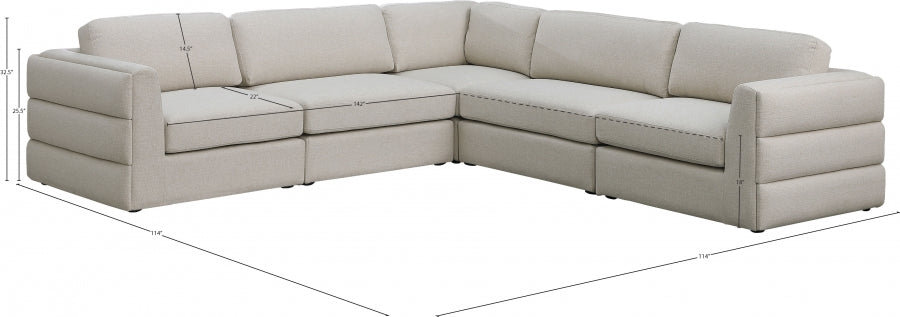 Beckham Beige Linen Textured Modular Sectional from Meridian - Luna Furniture