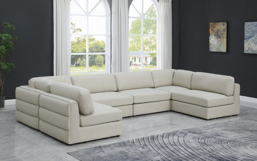 Beckham Beige Linen Textured Modular Sectional from Meridian - Luna Furniture