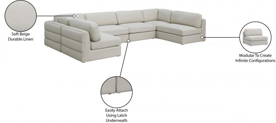 Beckham Beige Linen Textured Modular Sectional from Meridian - Luna Furniture