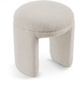 Beige Bowen Faux Shearling Teddy Fabric Ottoman / Stool from Meridian - Luna Furniture