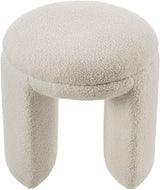 Beige Bowen Faux Shearling Teddy Fabric Ottoman / Stool from Meridian - Luna Furniture