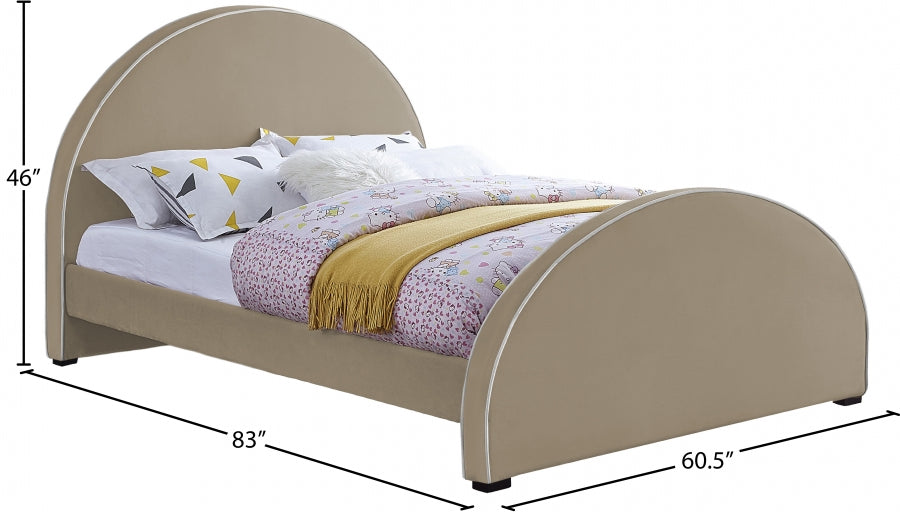 Brody Beige Velvet Full Bed from Meridian - Luna Furniture