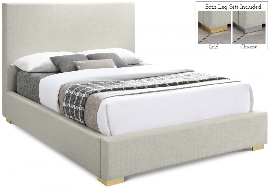 Crosby Beige Linen Textured Queen Bed from Meridian - Luna Furniture