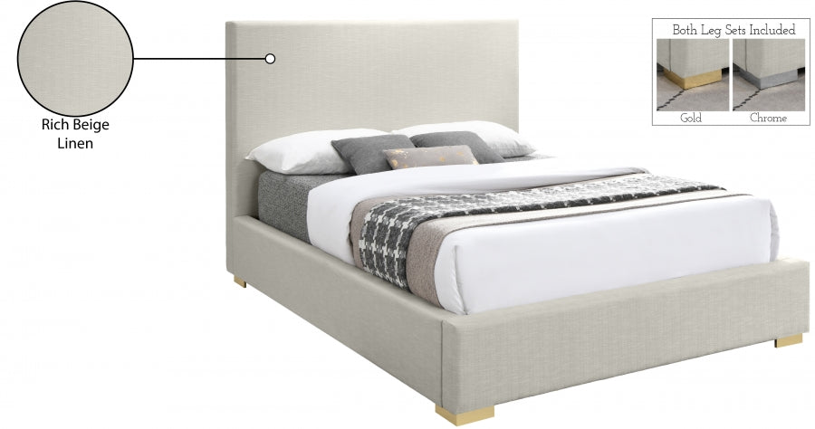 Crosby Beige Linen Textured Queen Bed from Meridian - Luna Furniture