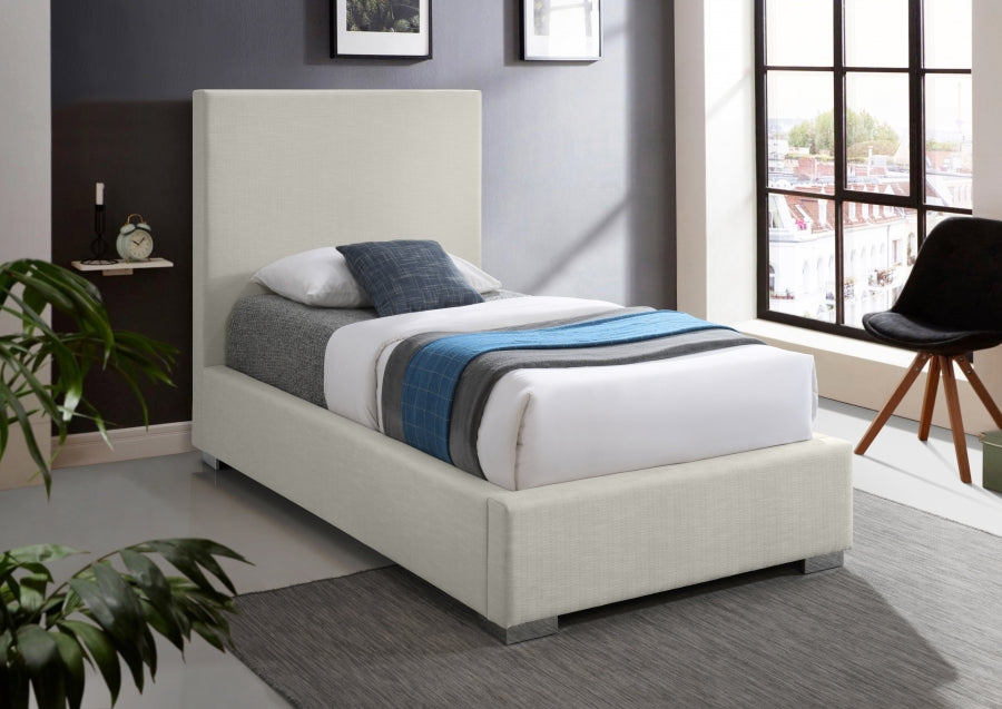 Crosby Beige Twin Linen Textured Twin Bed from Meridian - Luna Furniture