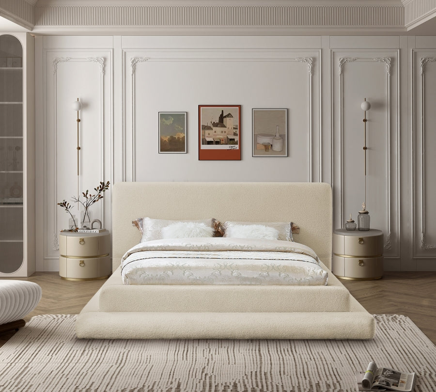 Dane Beige Teddy Fabric Queen Bed from Meridian - Luna Furniture