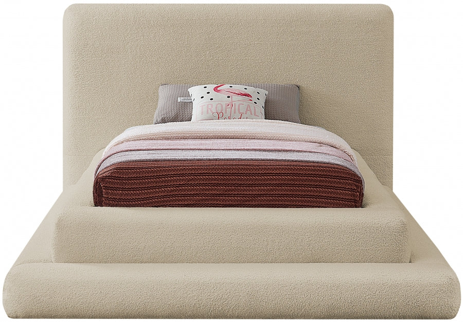 Dane Beige Teddy Fabric Twin Bed from Meridian - Luna Furniture