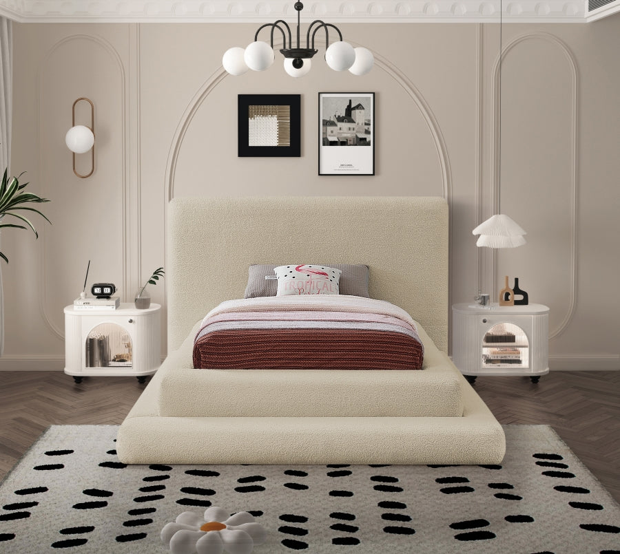 Dane Beige Teddy Fabric Twin Bed from Meridian - Luna Furniture