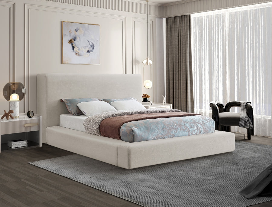 Beige Devin Linen Textured Fabric Full Bed from Meridian - Luna Furniture