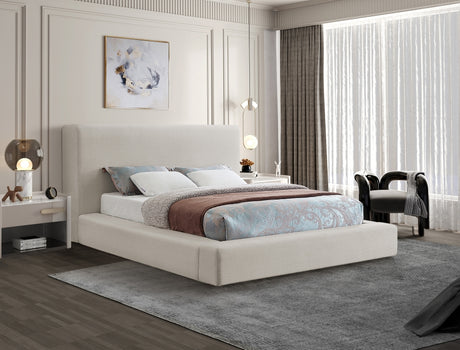 Beige Devin Linen Textured Fabric King Bed from Meridian - Luna Furniture