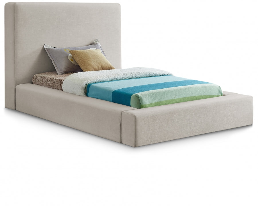 Beige Devin Linen Textured Fabric Twin Bed from Meridian - Luna Furniture