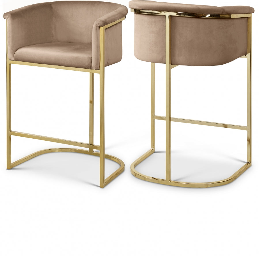 Donatella Beige Velvet Counter Stool from Meridian - Luna Furniture