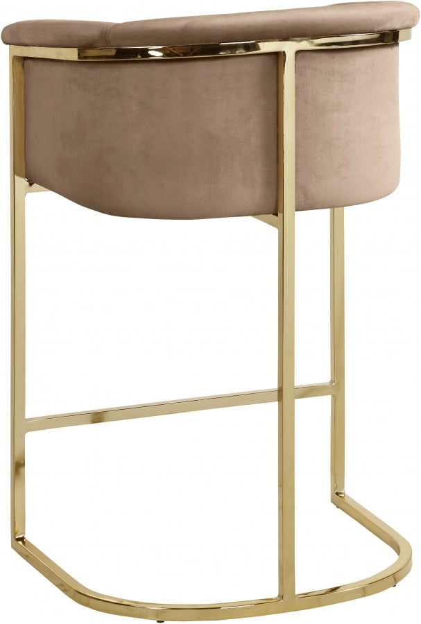 Donatella Beige Velvet Counter Stool from Meridian - Luna Furniture