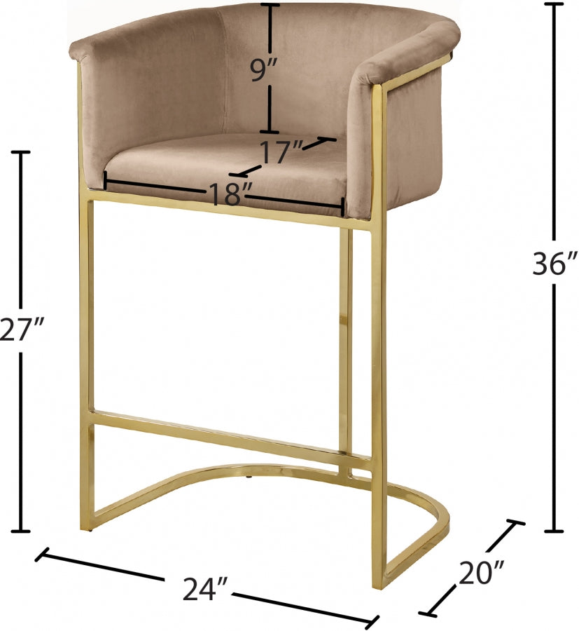 Donatella Beige Velvet Counter Stool from Meridian - Luna Furniture