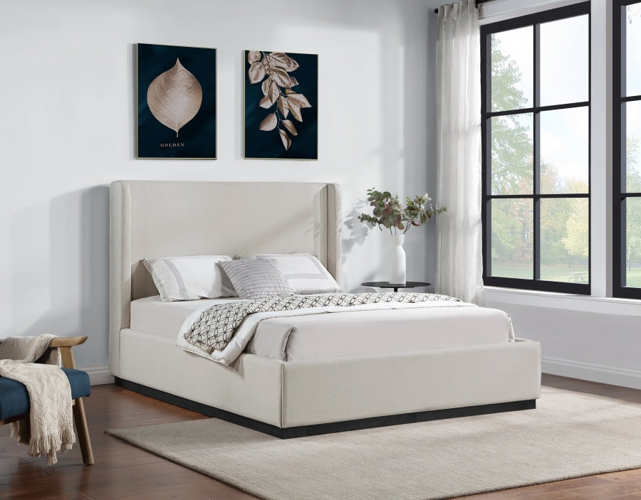 Beige Flynn Linen Textured Fabric Full Bed from Meridian - Luna Furniture